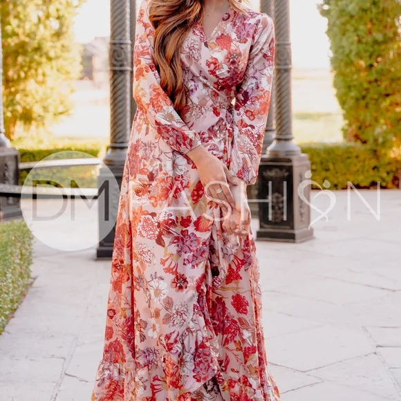 Vibrant Floral Long Sleeve Maxi Dress - Picture 8 of 9